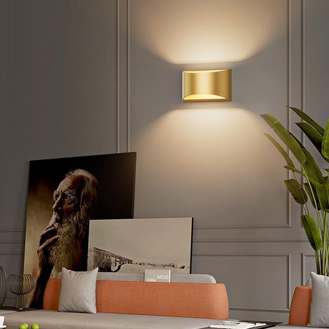 Aipsun Gold Wall Sconce Indoor Wall Lights Hardwired Set of 2 Up and Down Wall - Image 6