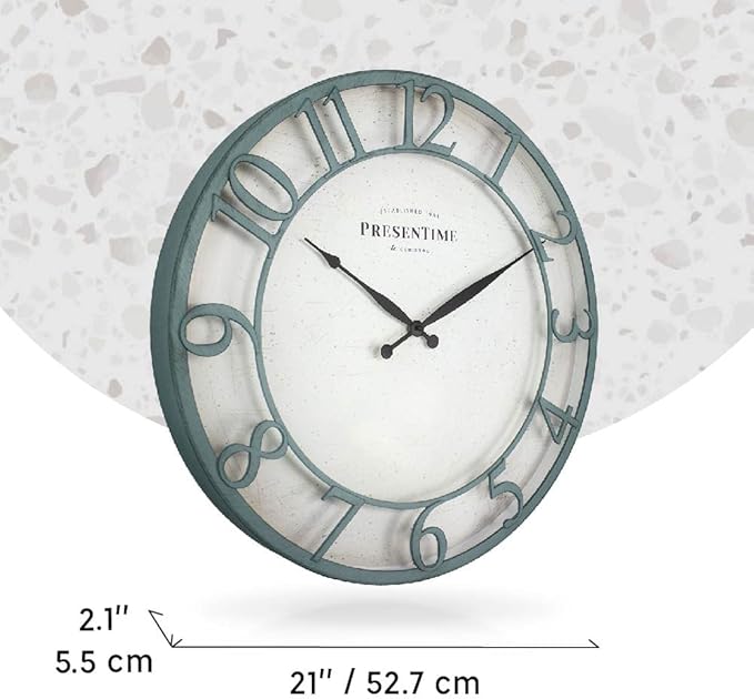 Presentime & Co 21" Farmhouse Series Wall Clock, Vintage Style, Retro Clock - Image 7