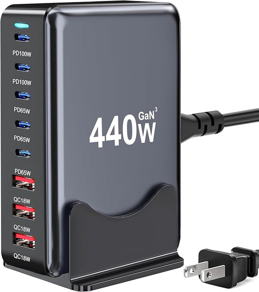 440W USB C Charger Block, 8-Port Fast USB Charging Station Dual PD 100W GaN Ⅲ by Unknown