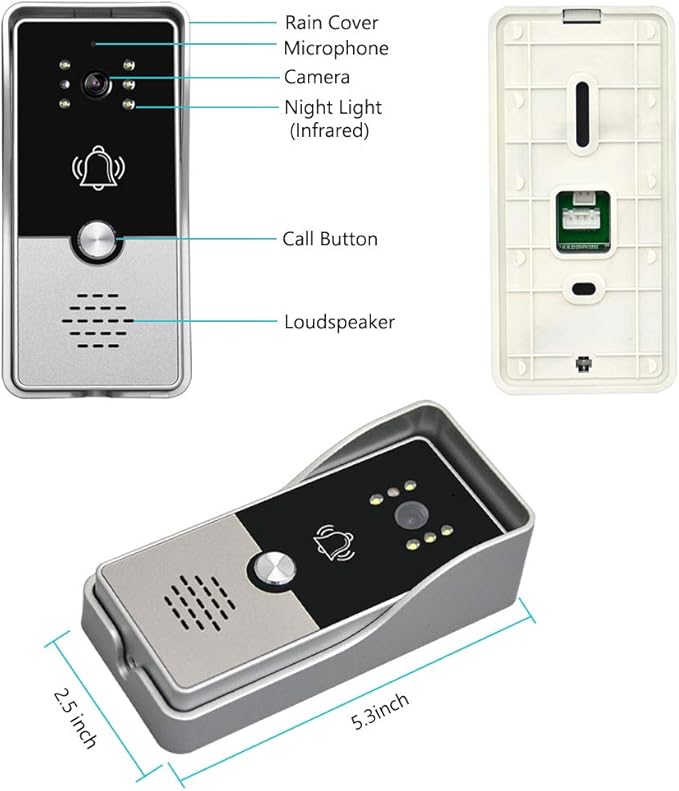 AMOCAM Video Doorbell Intercom System, 7 Inches Alloy Panel Monitor HD Camera - Image 6