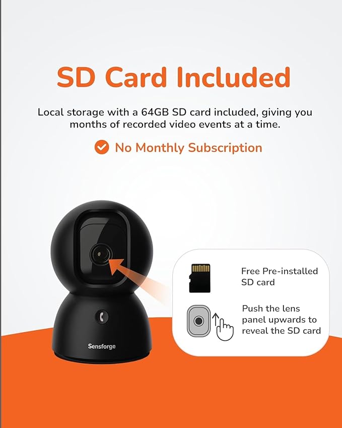 Sensforge 2.5K Indoor Pan-Tilt Dome Security Camera, AI Human & Pet Detection - Image 8