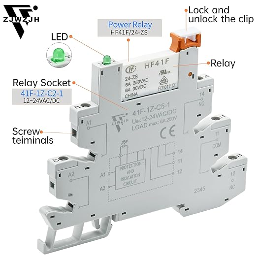 UL Listed 10Pcs Miniature Din Rail Relay 24V Black 24VDC ans 24VAC, 6Amp SPDT - Image 5