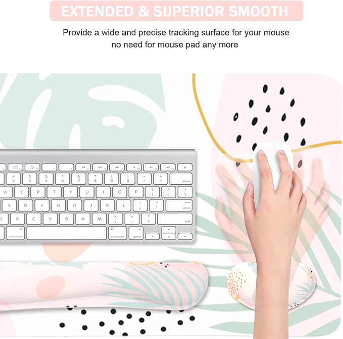 Keyboard Mouse Pad Set, Extended Mouse Pad+Keyboard Wrist Rest Support - Image 5