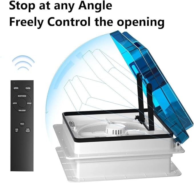 2012 Air Max 14" Vent RV Roof Vent Reversible Exhuast Fan, Ultra Low Sound RV - Image 2