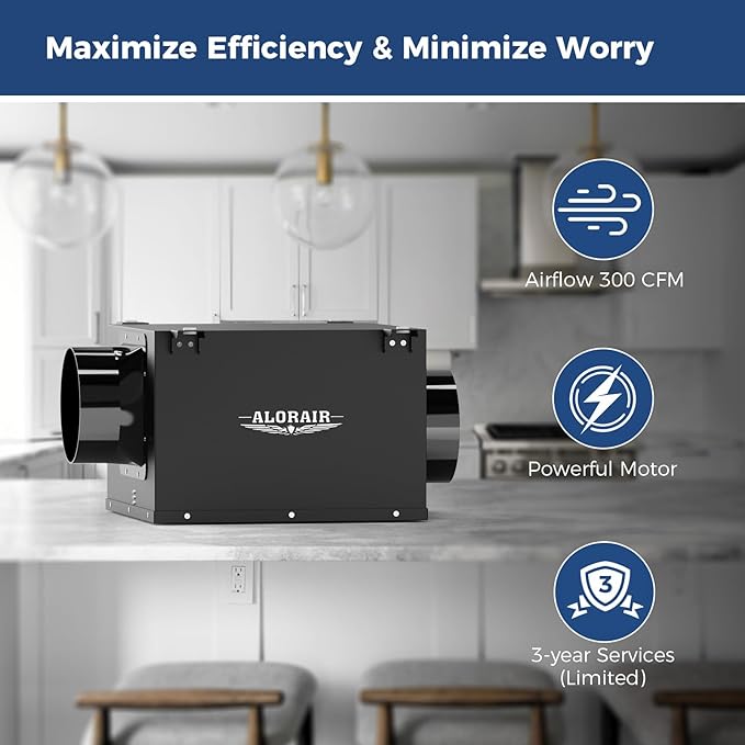 ALORAIR 6 Inch Inline Bathroom Exhaust Fan, 300 CFM Ultra Quiet Ventilation Fan - Image 2