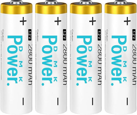 DMK POWER Rechargeable AA Batteries, 2800mAh High Capacity Batteries 1.2V NiMH by DMK+POWER