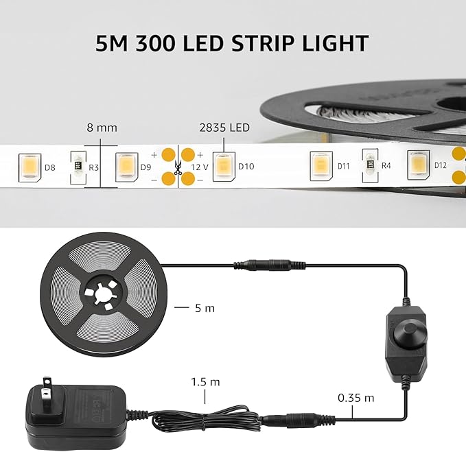 Lepro LED Strip Light White, 16.4ft Dimmable Vanity Lights, 6000K Super Bright - Image 6