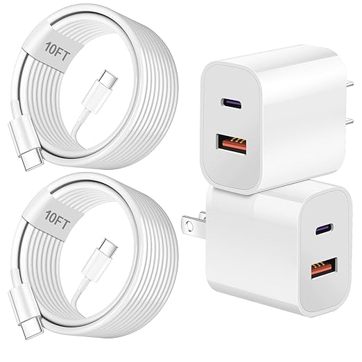 Dual Port A/C Charger for iPhone 17 16 15, Type C Charger Fast Charging Block by WILLTOP