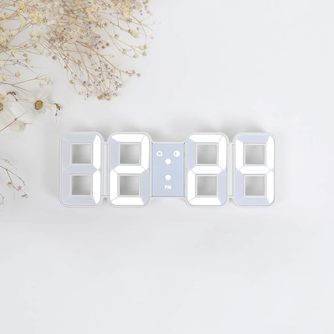 mooas 3D Pure Mini White LED Clock - Image 3