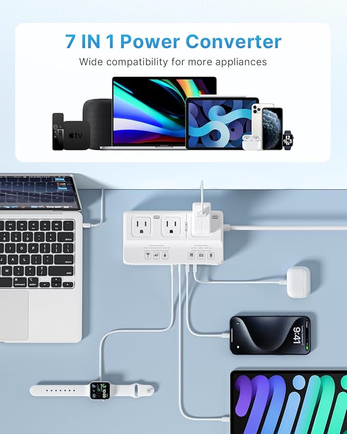 220V to 110V Voltage Converter, VINTAR 2000W Universal Travel Adapter Voltage - Image 4