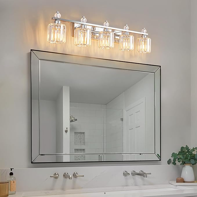 FDPBY Bathroom Vanity Lights 5-Light Chrome Modern Crystal Vanity Light - Image 7