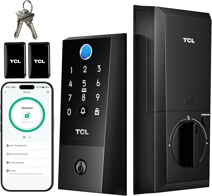 TCL D2 Plus Fingerprint Smart Lock, Wi-Fi Keyless Entry Door Lock, IP55 - Image 2