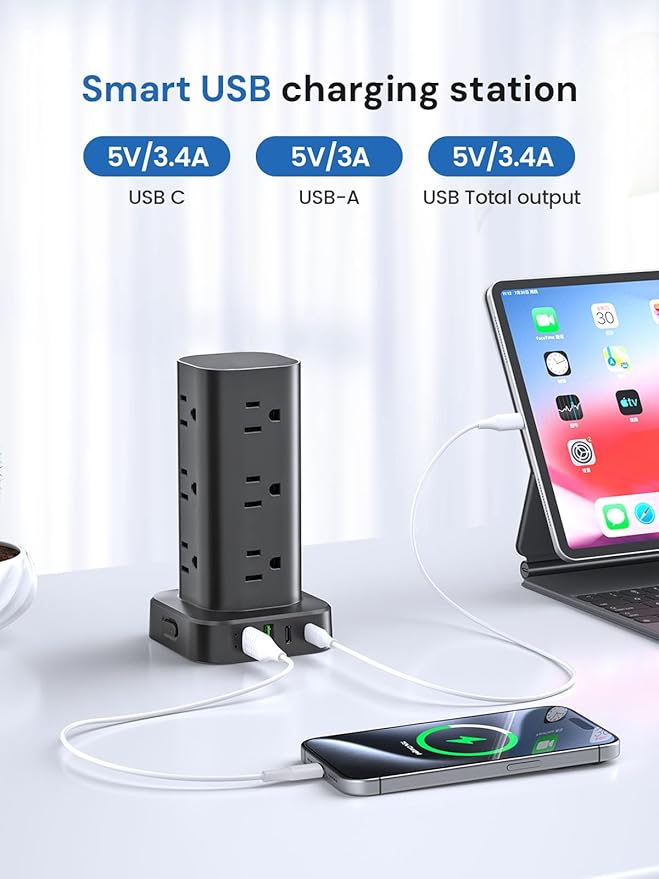 Tower Power Strip with Surge Protector - Image 6