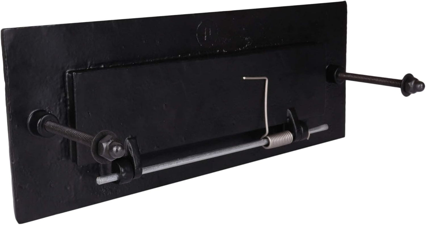 SKANDH Iron Black Powder Coated Outer Size 11" X 4" Inches Normal Letter Plate Mail Slot For Front Door Inner Flap Opening 7-3/4" X 1-13/16" Inches