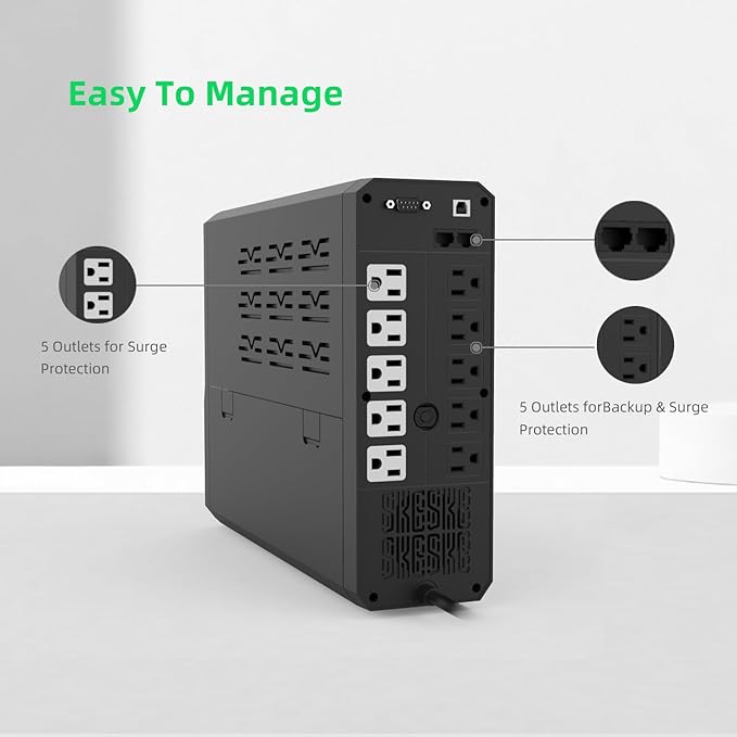 SKE 1500VA/900W Small UPS Battery Backup & Surge Protector - Image 3