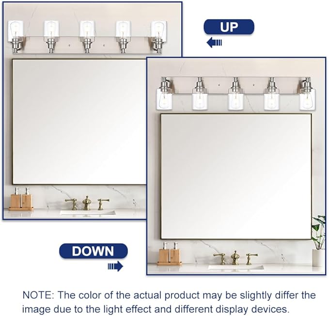 TODOLUZ 5-Light Vanity Light Fixture in Brushed Nickel, Modern Wall Sconce - Image 3