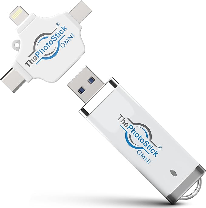 ThePhotoStick® Omni 32GB Memory Stick & USB Flash Drive – Photo & Video Backup by ThePhotoStick