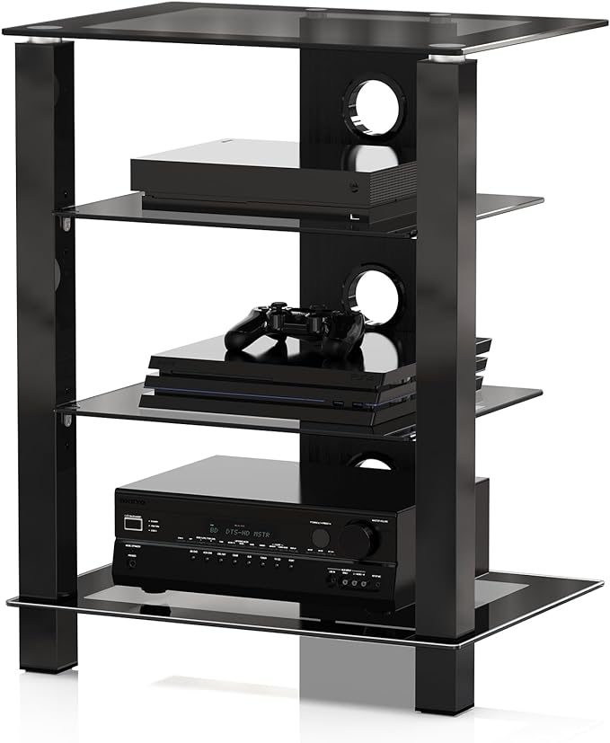 FITUEYES 4-Tier AV Media Cabinet Stand Component Cabinet, Gaming TV Stand and by FITUEYES
