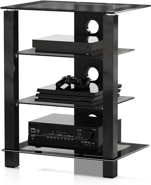 FITUEYES 4-Tier AV Media Cabinet Stand Component Cabinet, Gaming TV Stand and by FITUEYES