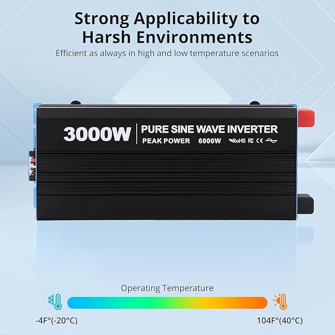 3000W Pure Sine Wave Inverter 1 USB Port 5v/2.4a, LCD Display&Remote Controller - Image 2