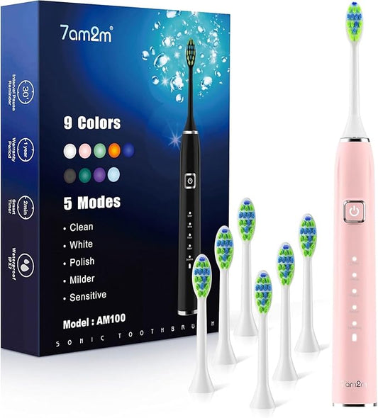 7AM2M Ultrasonic Pink Electric Toothbrush by 7AM2M