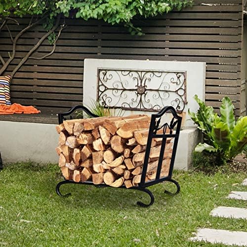 goflame firewood log rack foldable, indoor outdoor firewood shown in use