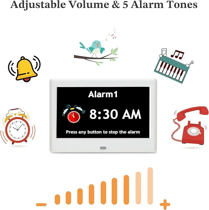 2025 NEW, Digital Clocks, Auto-Dimming, 12 Reminders & 6 Alarms, Button & - Image 9