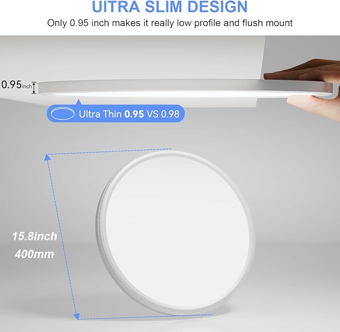 hunhun 16 Inch Dimmable LED Flush Mount Ceiling Light 4800LM Round Light - Image 4