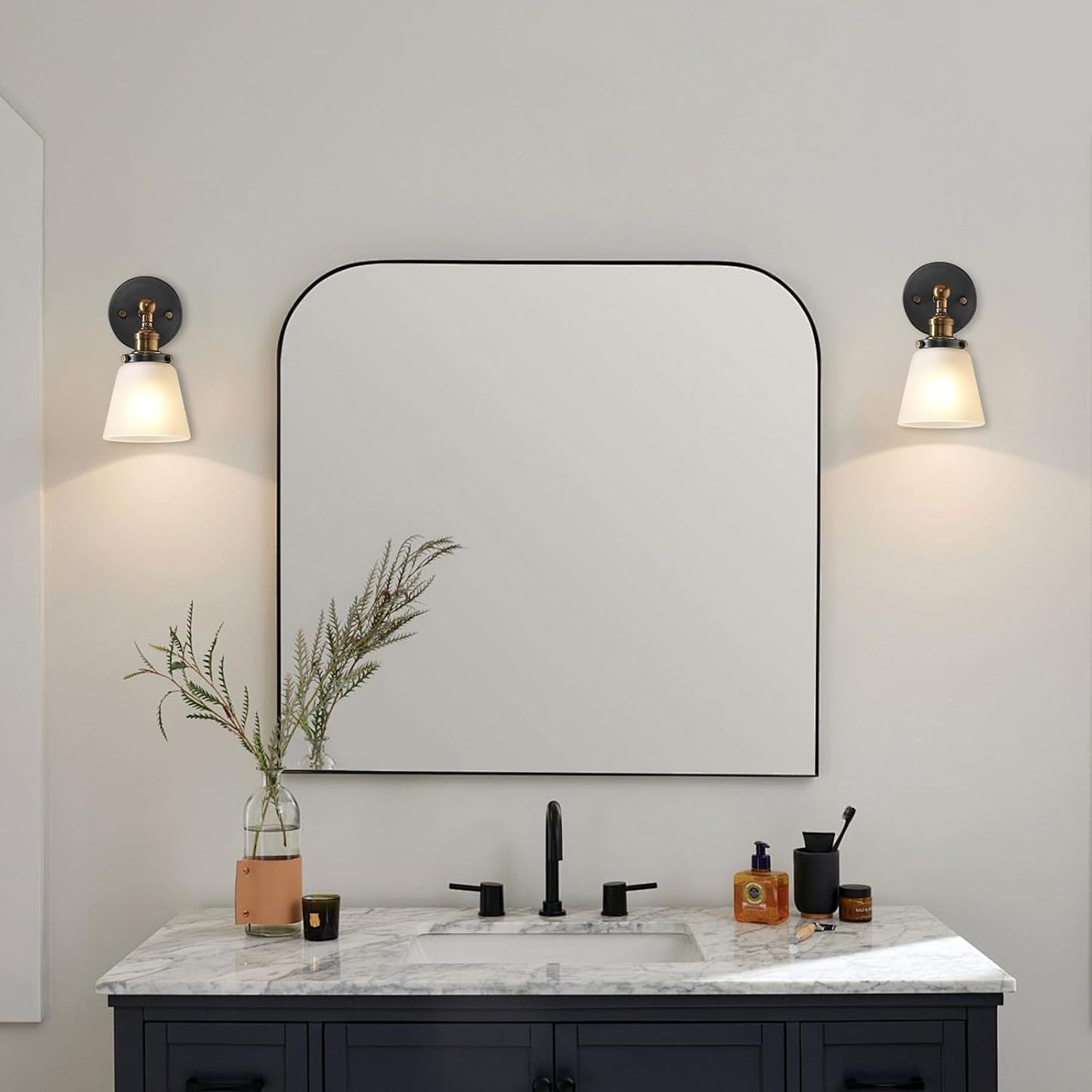 3 Pack White Glass Shade Covers, Glass Lamp Shade Replacements for Light Fixtures, 2.1 Inch Fitter Globes White Lampshades for Chandelier Bath Vanity Lights Wall Sconces Pendants