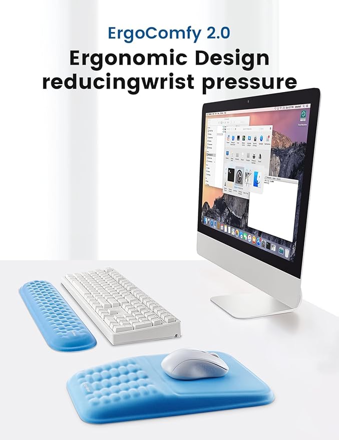 Vaydeer Wrist Rest for Computer Keyboard & Mouse Pad Set – Gray, Ergonomic - Image 2