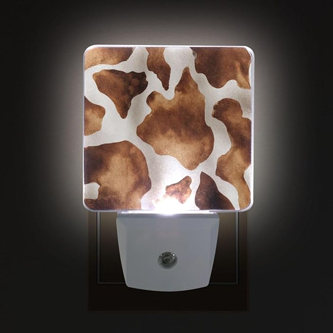 Pigsaly Led Night Light Animals Brown Cow Skin Night Light Plug in Wall Lamp - Image 4