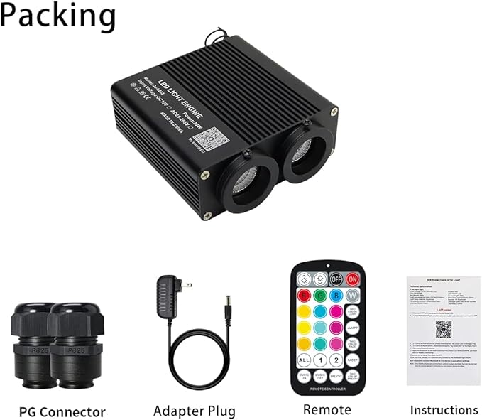 AZIMOM Dual Color 32W Sound Activated Fiber Optic Light Source RGBW Light Box - Image 6