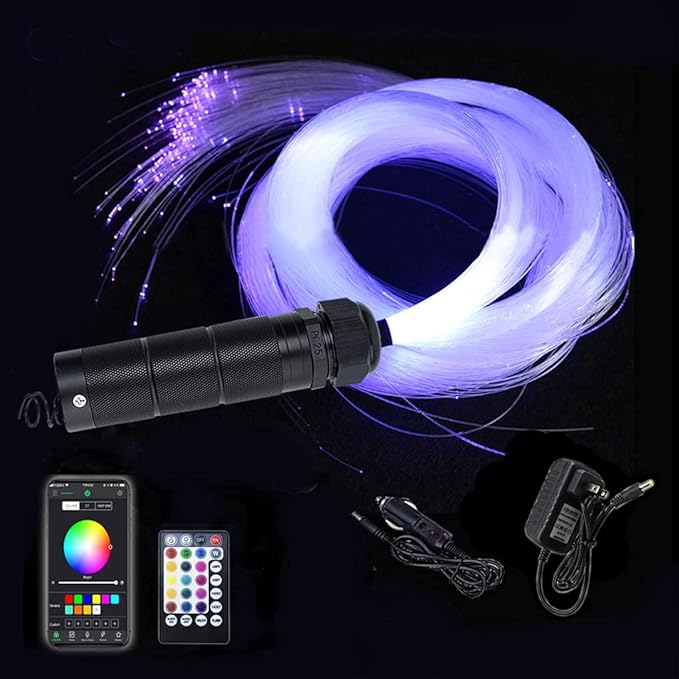 AZIMOM 6W Bluetooth/APP Control RGBW Fiber Optic Lights Star Ceiling Kit Sensor by AZIMOM