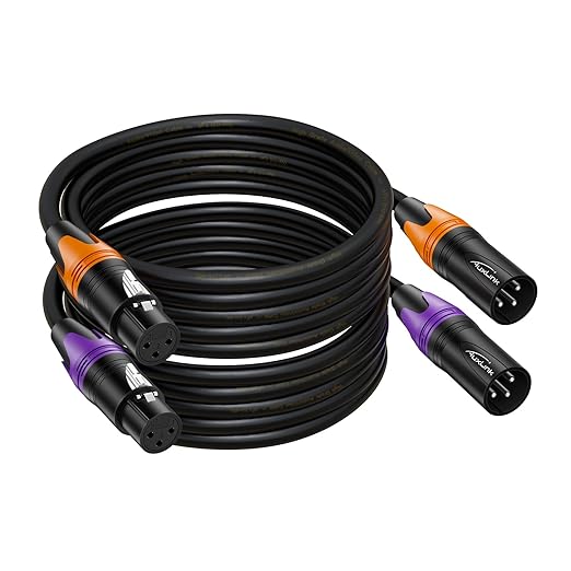 AuxLink XLR Cables, Banlaced XLR Cable Male to Female 50ft 2Pack Mic Cable by AuxLinkcable