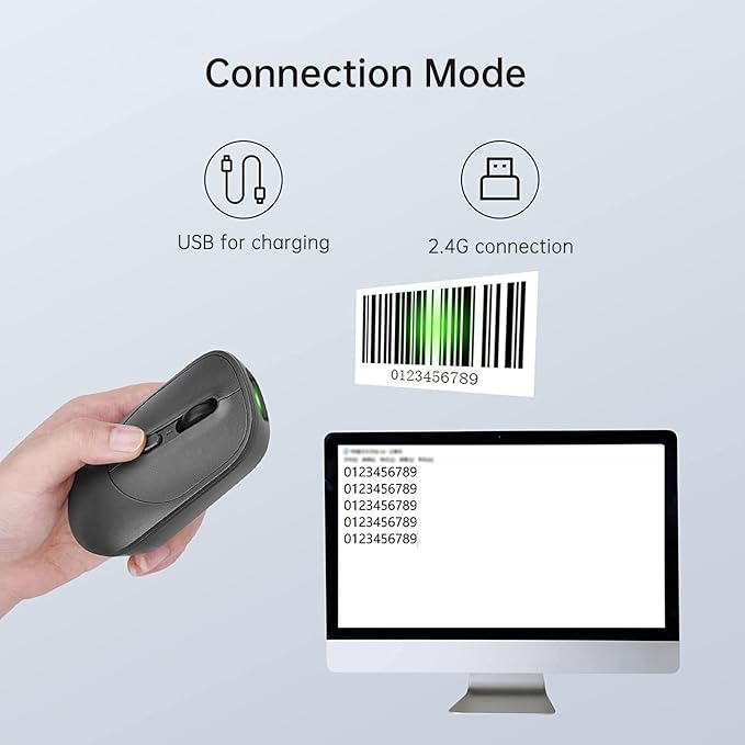 THARO New Wireless Mouse Barcode Scanner, 2-in-1 Design 2D Handheld Barcode - Image 4