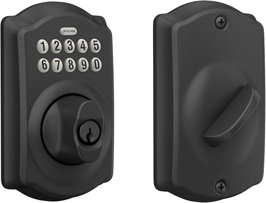 SCHLAGE BE365 CAM 622 Keypad Electronic Deadbolt, Matte Black by SchlageLockCompany
