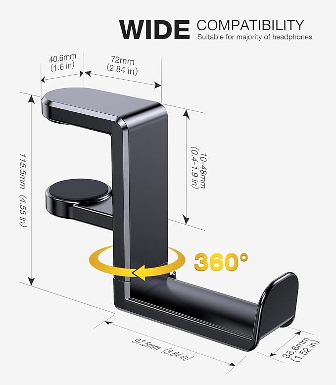 Coolpow Gaming Headphone Stand for Desk【360°Rotating】PC Headset Holder for Desk - Image 5