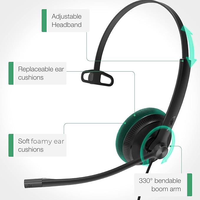Yealink UH34 USB Headset with Mic, Single Ear Wired Headphones with Noise - Image 8