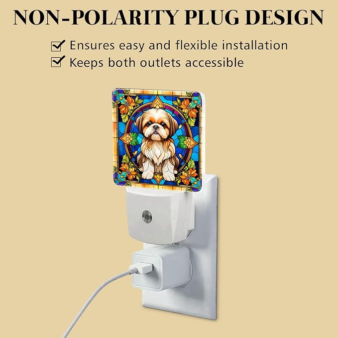 PODMemory Shih Tzu Stained Glass Night Lights Plug into Wall - Image 4