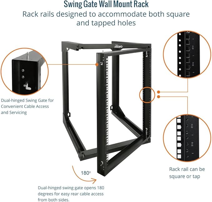 Tecmojo 15U Wall Mount Server Rack, Open Frame Network Rack - Image 3
