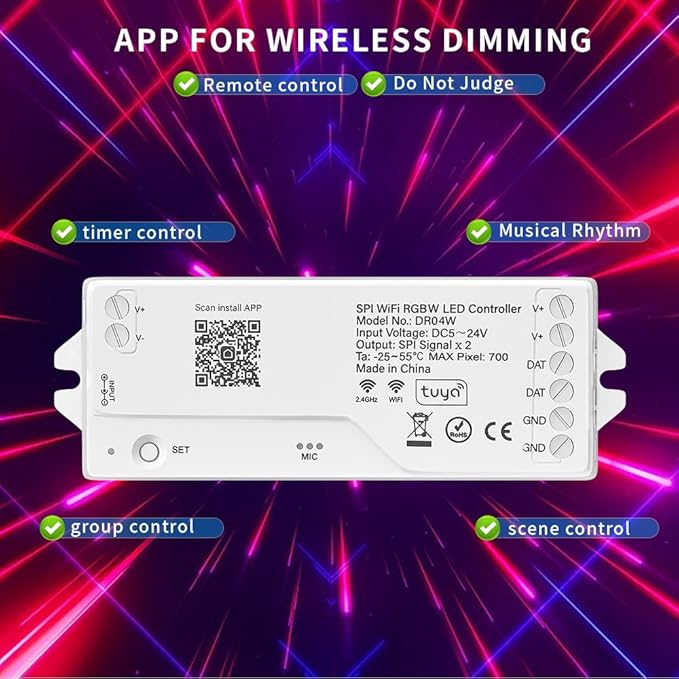 LOAMLIN DR04W RGBW SPI SMD COB 3PIN Addressable LED Strip 2.4GHz Tuya WiFi - Image 5