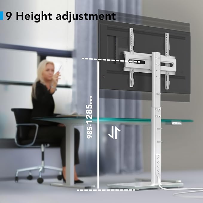 AX WABER Floor TV Stand with Power Outlet, Universal TV Stand Mount - Image 3