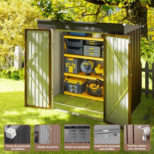 metal garden shed, 2 lockable doors, ventilated, for, close-up detail