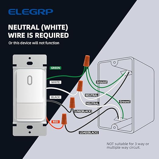 ELEGRP Matte White Single Pole Occupancy Motion Sensor Light Switch, Need - Image 5