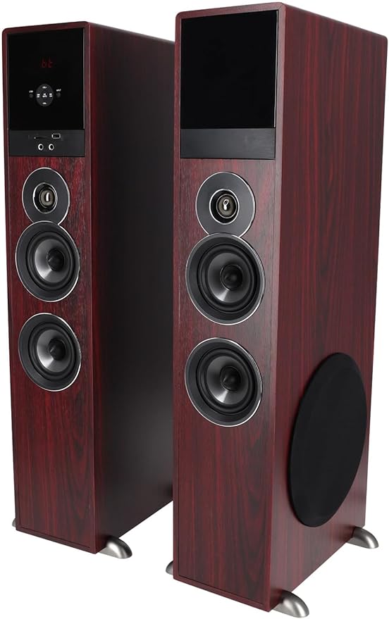 Rockville TM80C Powered Home Theater Tower Speaker System, Cherry Wood - Image 6