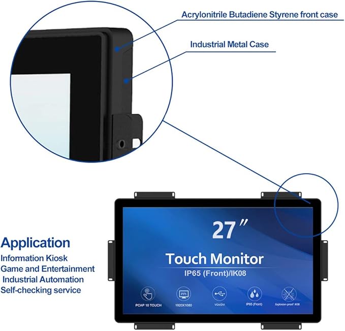 GreenTouch 27 inch 10 Points PCAP Open Frame Touch Screen LCD Display Monitors - Image 2
