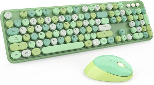 Green Wireless Keyboard and Mouse, KOOTOP Cute Green Colorful Keyboard and Mouse by Kootop