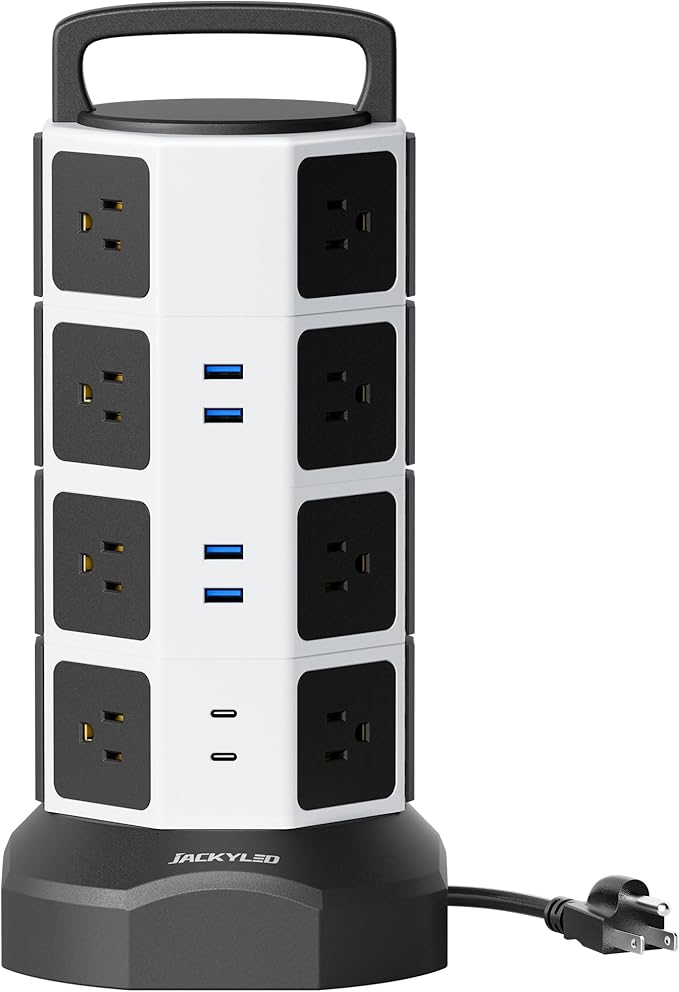 Power Strip Tower Surge Protector by JACKYLED