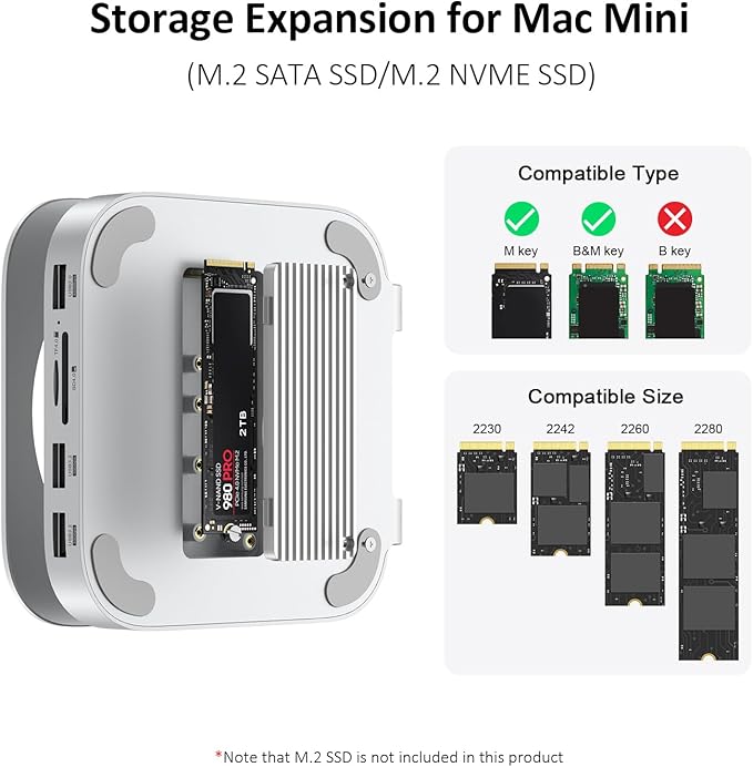Akyyajaure Mac mini Hub: 10 in 1 Aluminum Stand & Dock - Image 3