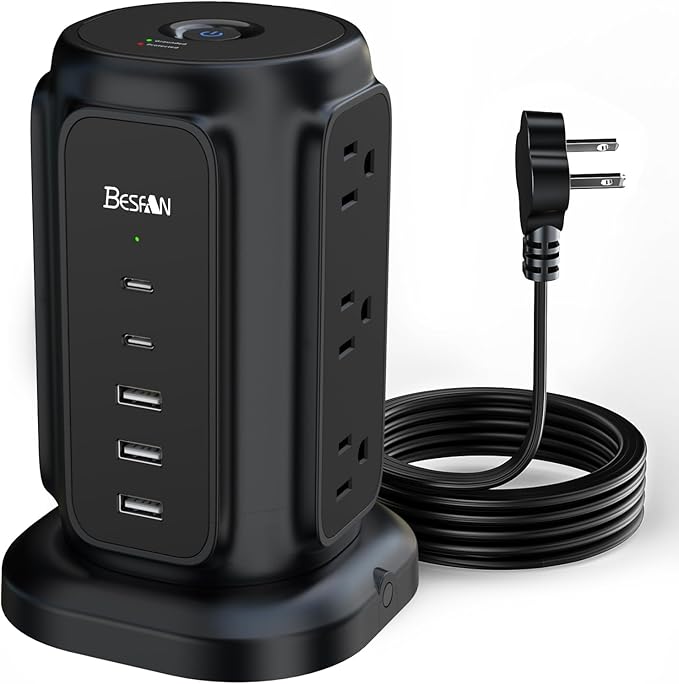 Flat Plug Power Strip Tower by Besfan